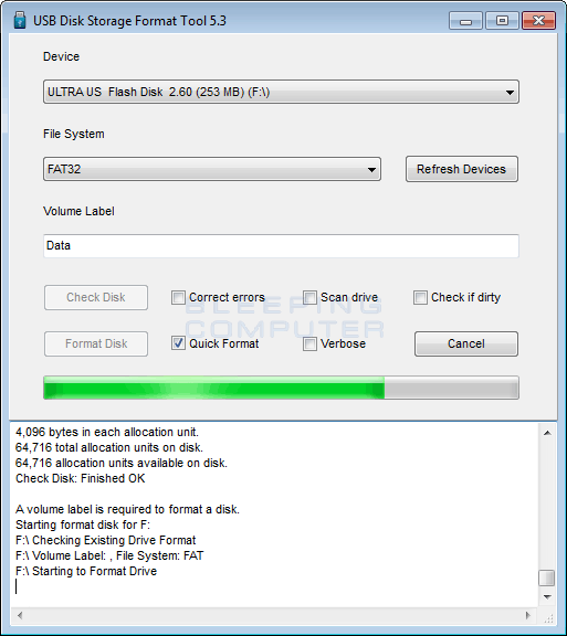 how to format flash drive to ntfs